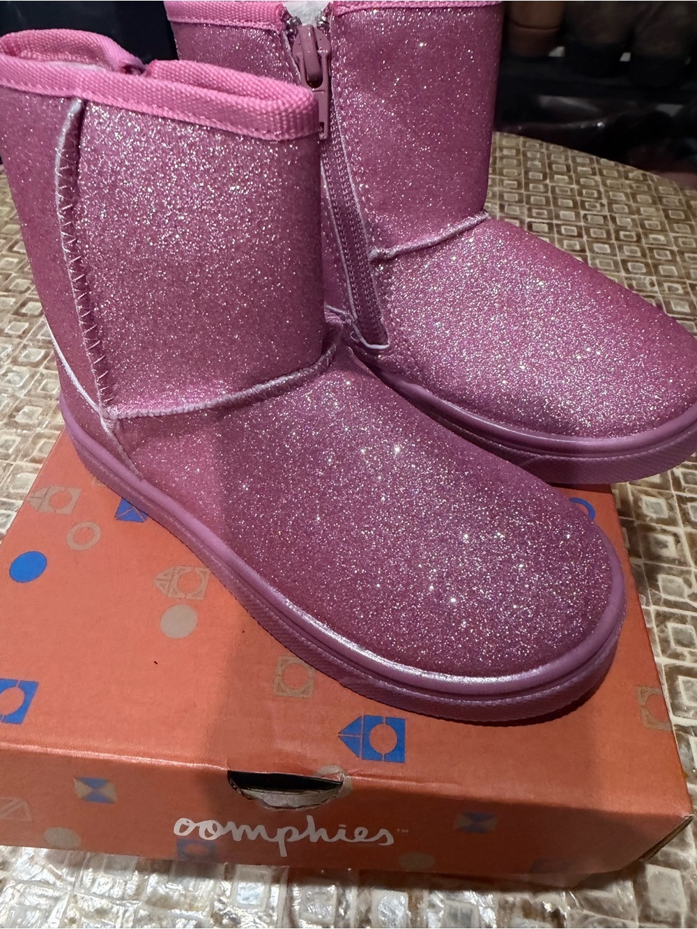 oomphies Glittery Pink Girls' Mid-Calf Boots